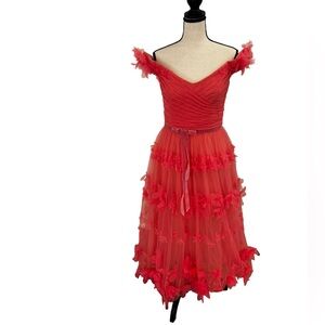 Marchesa Notte Off the shoulder Pink Mid Length Dress Sz.4